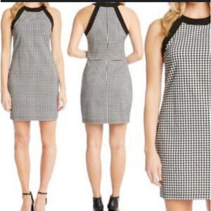 Ann Taylor Black White Check Straight Sheath Career Dress Women’s XSP